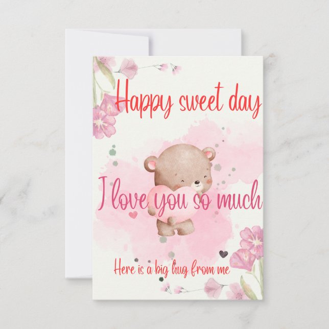 Have a Sweet Day My Love – Romantic Pink Greeting  Dankeskarte (Vorderseite)