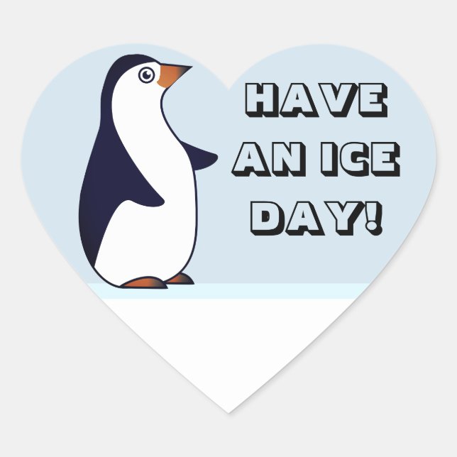 HaVe aN iCe DAy! Pinguin Herz-Aufkleber (Vorderseite)