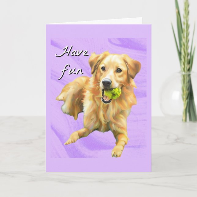 Have Fun Golden Retriever Folded Greeting Card Karte (Vorderseite)