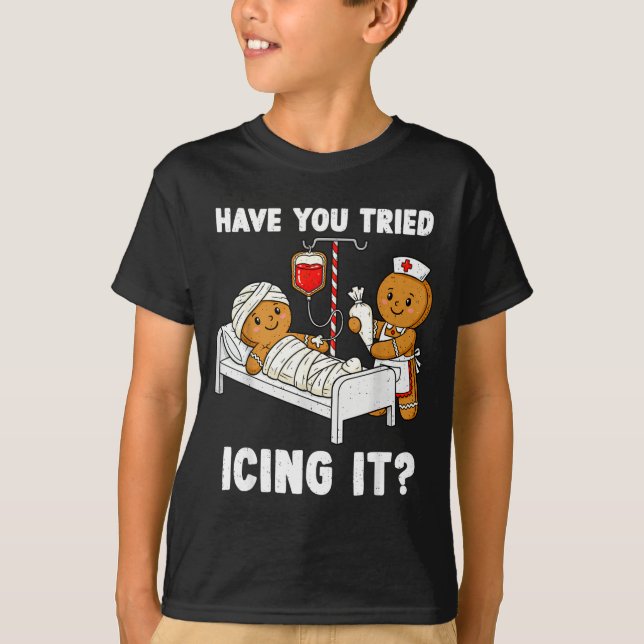Have You Tried Icing It Christmas Icu Nurse Ginger T-Shirt (Vorderseite)