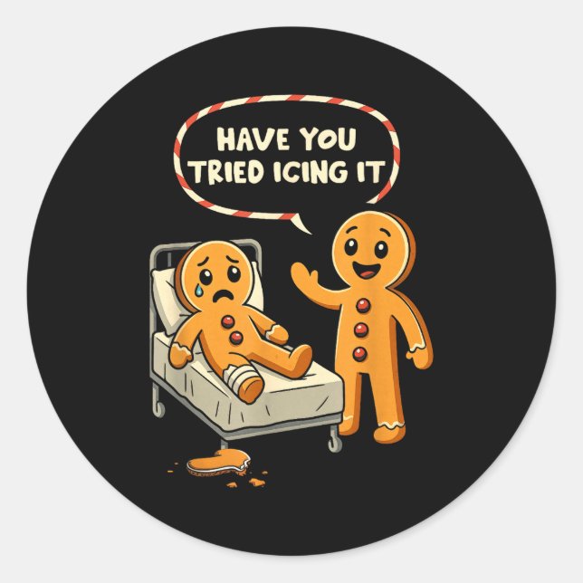 Have You Tried Icing It Gingerbread Nurse Christma Runder Aufkleber (Vorderseite)