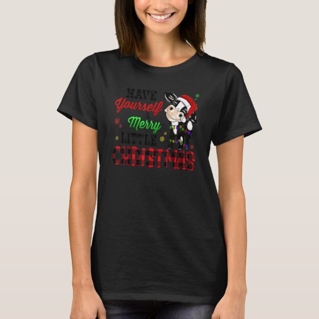 Have Yourself Merry Little Christmas Santa Cow Paj T-Shirt (Vorderseite)