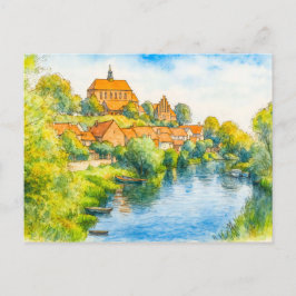 Havelberg Kathedrale Aussicht Aquarell havelland Feiertagspostkarte