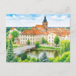 Havelberg Stadtzentrum aquarell havelland Feiertagspostkarte