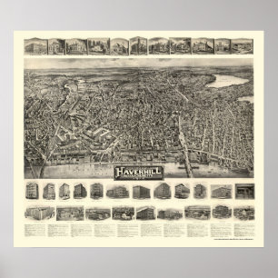 Haverhill, MA Panoramic Map - 1914 Poster