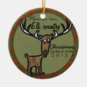 Havin eine Elchlandweihnachtsfamilienverzierung Keramikornament