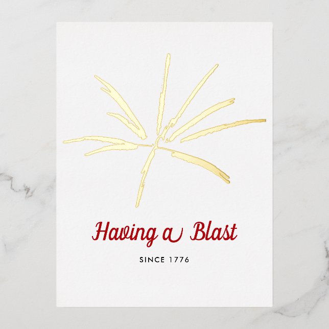 Having a Blast Silver Fireworks July 4th Party Folie Einladungspostkarte (Vorderseite)