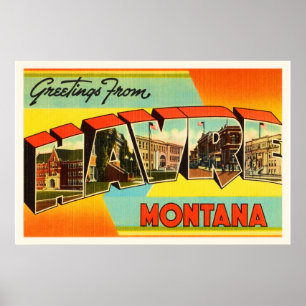 Havre Montana MT Old Vintage Travel Souvenir Poster