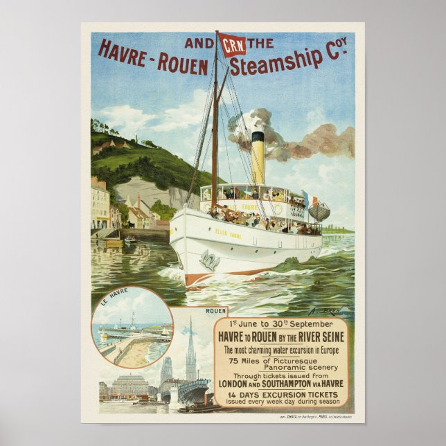 Havre-Rouen Steamship Coy. Vintage Poster 1895 (Vorne)