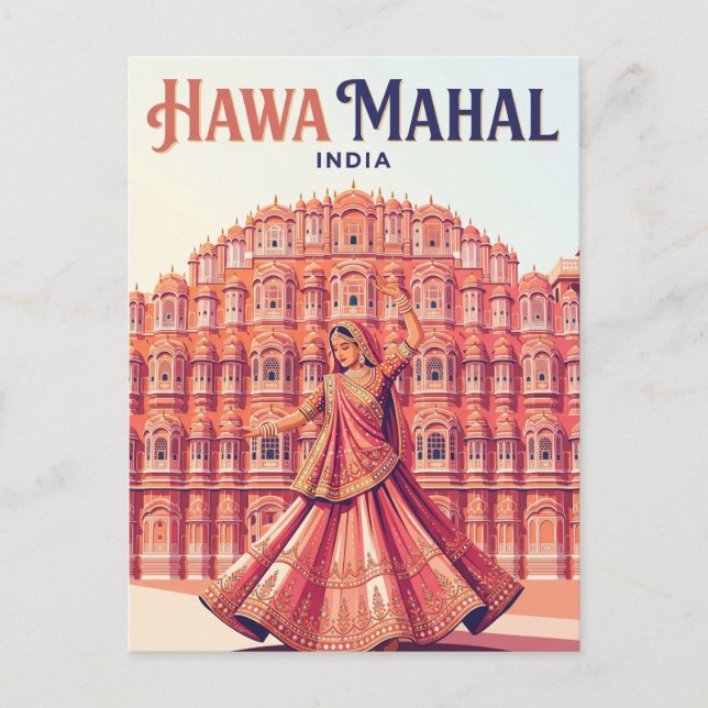Hawa Mahal Indien Postkarte (Vorderseite)
