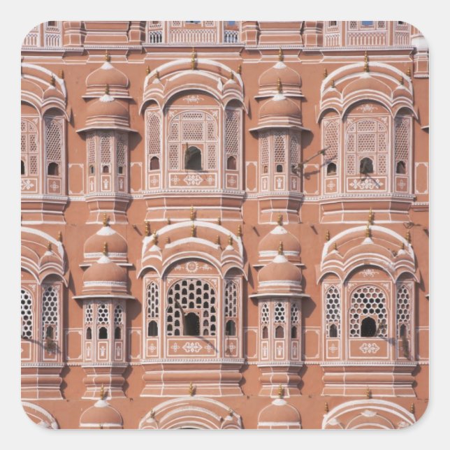Hawa Mahal, Jaipur Quadratischer Aufkleber (Vorderseite)