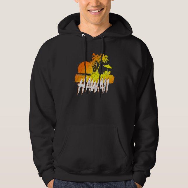 Hawai Sunset Retro Aloha Hawaii Island Hoodie (Vorderseite)