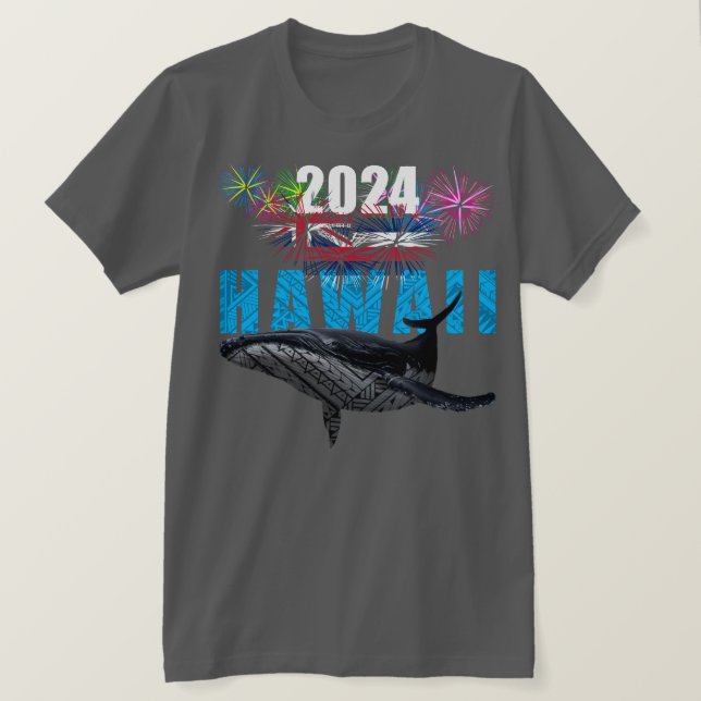 HAWAII 2024 POLYNESISCHE TRIBAL HUMPBACK FIREWORKS T-Shirt (Design vorne)