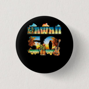 Hawaii 50. Staat Hawaiian Beach Hibiskus 50 Maui Button