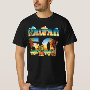 Hawaii 50. Staat Hawaiian Beach Hibiskus 50 Maui T-Shirt
