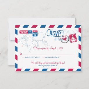 HAWAII Air Mail Wedding RSVP Karte