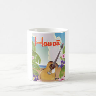 Hawaii Akustik Gitarre Vintage Reise Poster. Tasse