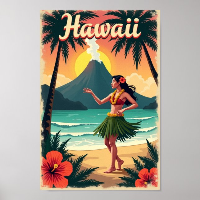 Hawaii Aloha-Abenteuer – Retro-Insel-Eskapade Poster (Vorne)