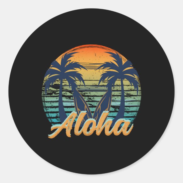Hawaii Aloha Beach Island Runder Aufkleber (Vorderseite)