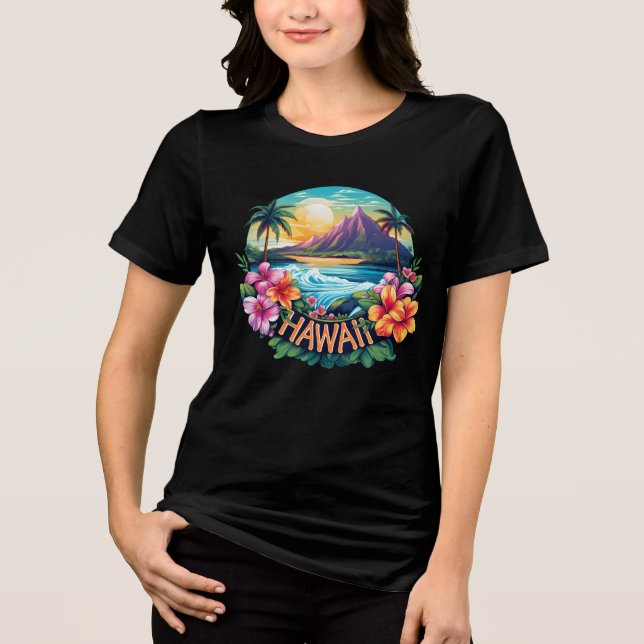 Hawaii Aloha Beach Tropical Blume Tri-Blend Shirt (Vorderseite)