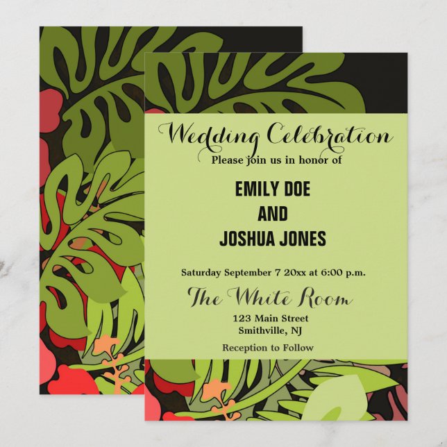 Hawaii Aloha Blume Art Print Einladung (Vorne/Hinten)