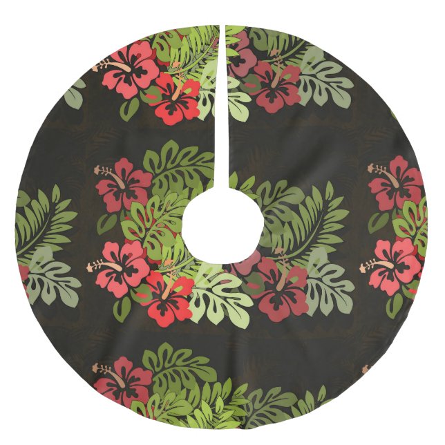 Hawaii Aloha Blume Art Print Polyester Weihnachtsbaumdecke (Vorderseite)