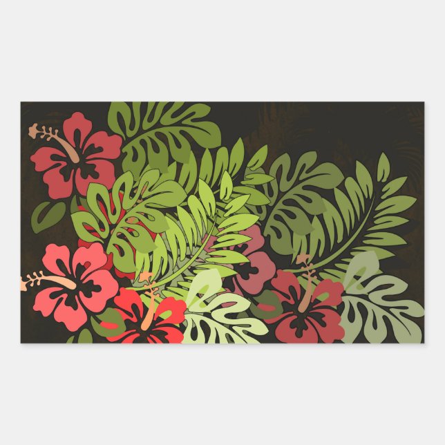 Hawaii Aloha Blume Art Print Rechteckiger Aufkleber (Vorderseite)