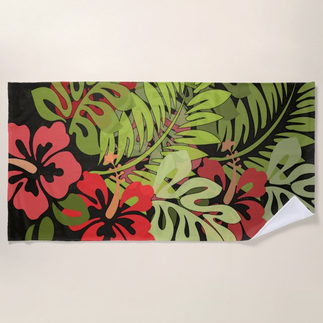 Hawaii Aloha Blume Art Print Strandtuch (Vorderseite)
