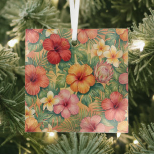 Hawaii Aloha Dekorative Blumen Muster Ornament Aus Glas