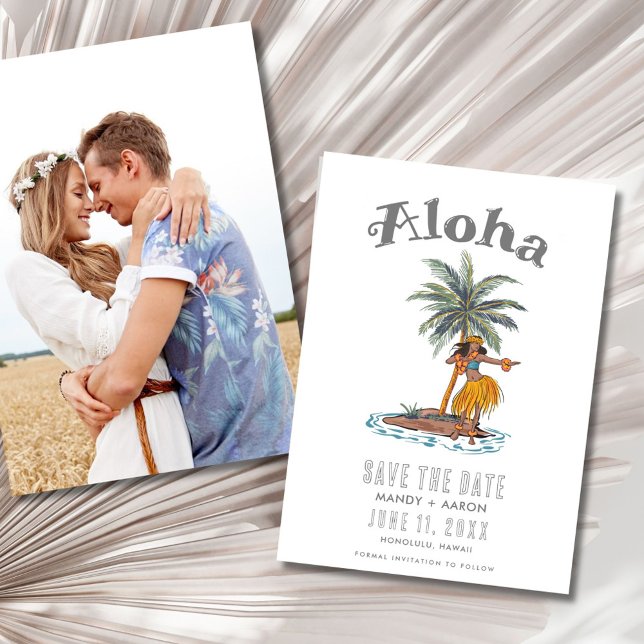 Hawaii Aloha Hochzeitsfoto Save The Date (Hawaii Aloha Destination Wedding Photo Save The Date)