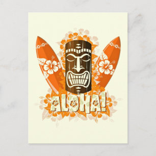 Hawaii Aloha Luau Tiki Mask Postkarte