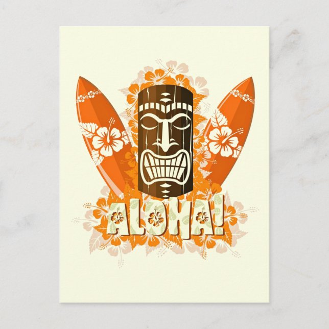 Hawaii Aloha Luau Tiki Mask Postkarte (Vorderseite)