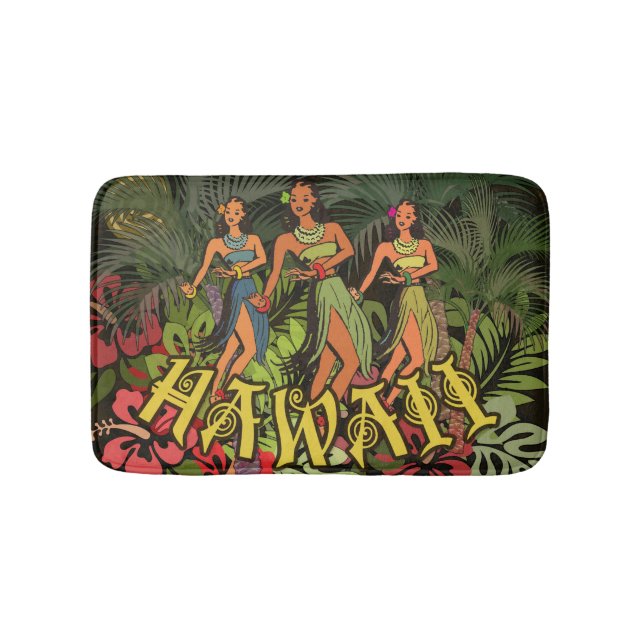 Hawaii Aloha Palm Hula Art Design Badematte (Vorderseite)