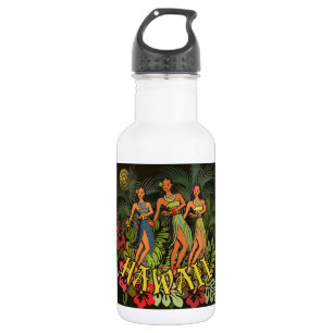 Hawaii Aloha Palm Hula Art Design Edelstahlflasche