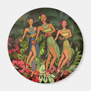 Hawaii Aloha Palm Hula Art Design Magnet