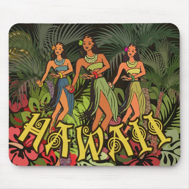 Hawaii Aloha Palm Hula Art Design Mousepad (Vorne)