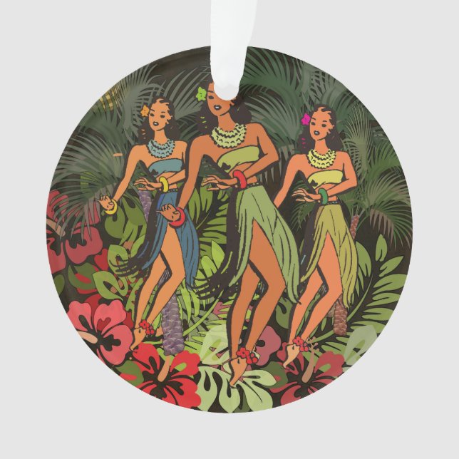 Hawaii Aloha Palm Hula Art Design Ornament (Vorderseite)