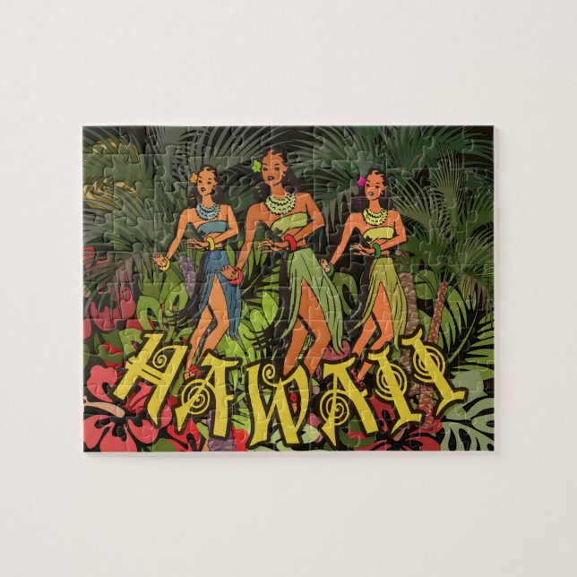 Hawaii Aloha Palm Hula Art Design Puzzle (Horizontal)