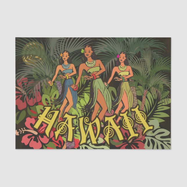 Hawaii Aloha Palm Hula Art Design Seidenpapier (Vorderseite)