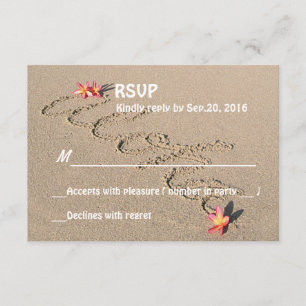 Hawaii Aloha Plumeria Blume Beach Wedding UAWG RSVP Karte