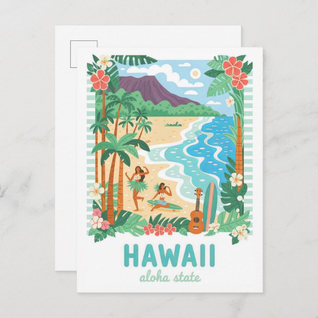 Hawaii Aloha Staat USA Summer Travel Postkarte (Vorne/Hinten)