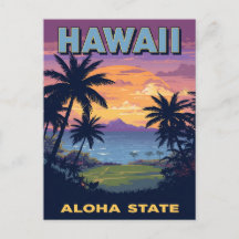 Hawaii Aloha State Vintage Sonnenuntergang Palmen