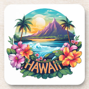 Hawaii Aloha Tropical Beach Mountain Travel Getränkeuntersetzer