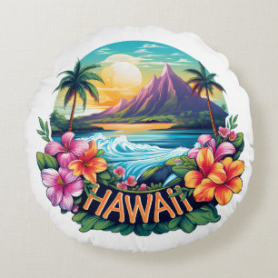 Hawaii Aloha Tropical Beach Mountain Travel Rundes Kissen