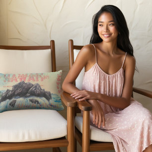 Hawaii Aloha Vibes - Vintage Postcard & Watercolor Kissen Für Draußen