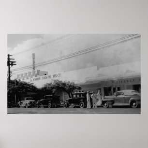 Hawaii - Ansicht des Waikiki Theater-Blockes Poster