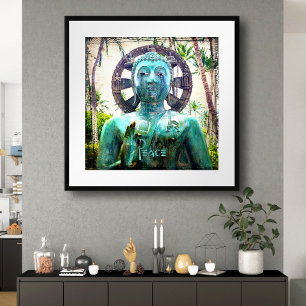 Hawaii Antique Türkis Blue Buddha Foto Peace Poster
