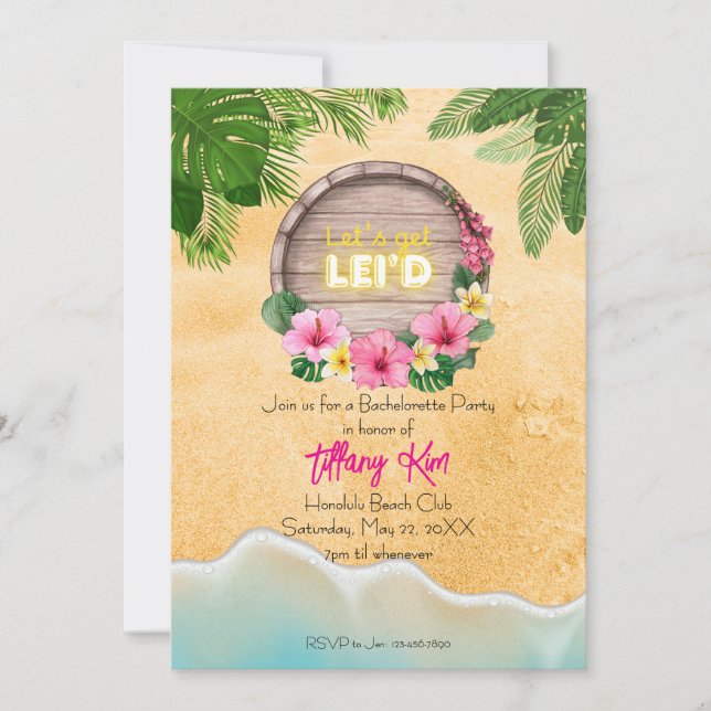Hawaii Bachelorette Party Einladung (Vorderseite)
