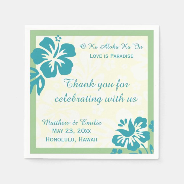Hawaii Beach Blume Personalisiert Wedding Napkins Serviette (Vorderseite)