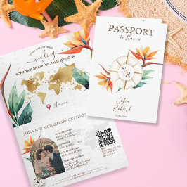Hawaii Beach Hochzeit in Urlaubsort Passport QR Co Einladung